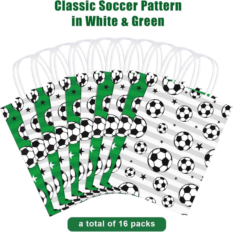 Soccer Party Favor Bags - 16-Count Print Paper Goodie Bags
