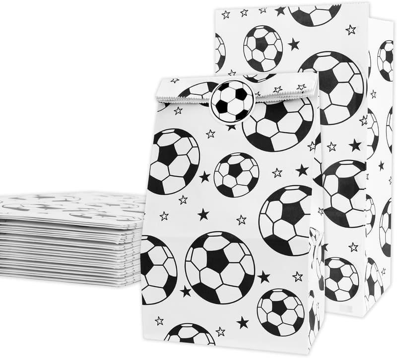 Soccer Birthday Party Favor Bags, 24-Pack with Stickers