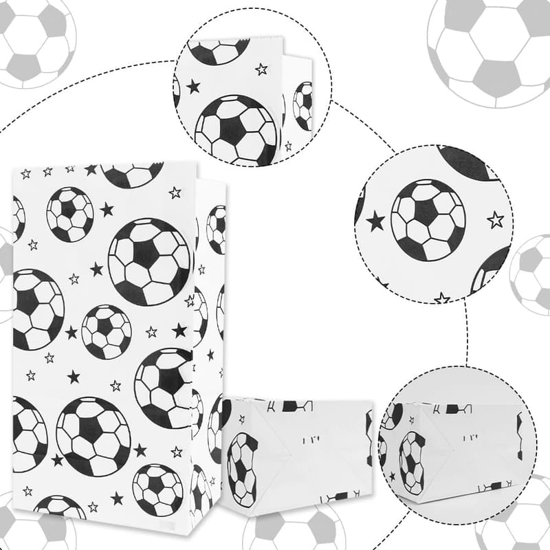 Soccer Birthday Party Favor Bags, 24-Pack with Stickers