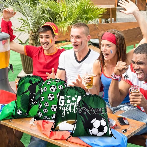 Soccer Birthday Party Favor Set: 12 Gift Bags, Bracelets & Keychains
