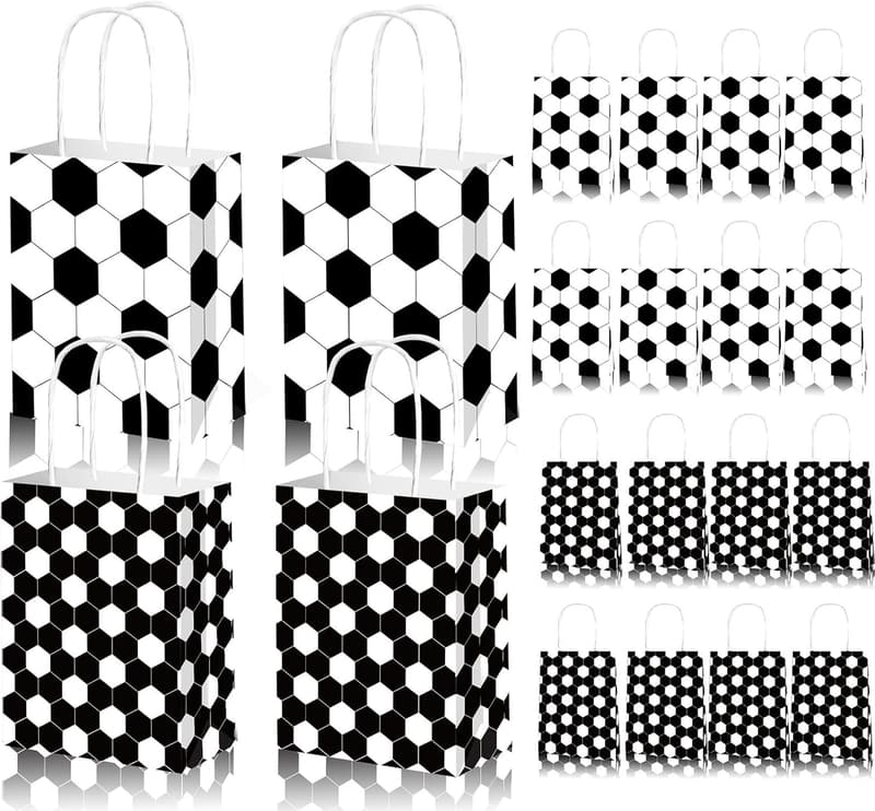 Soccer Goodie Bags for Kids - 12 Pack Treat Bags with Handle