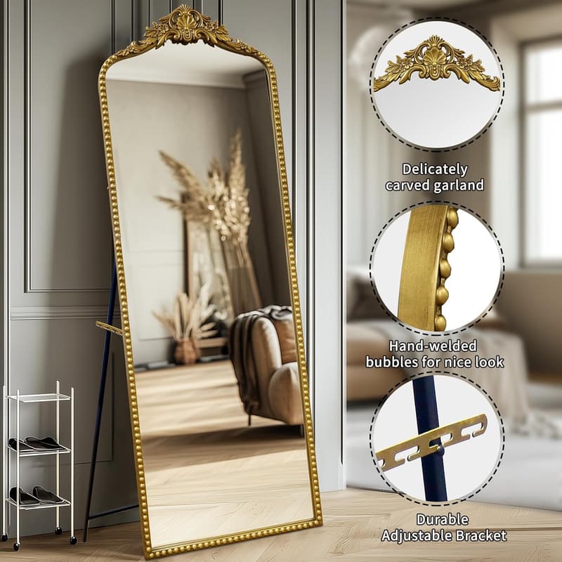 Vintage Gold Baroque Full Length Floor Mirror - 65