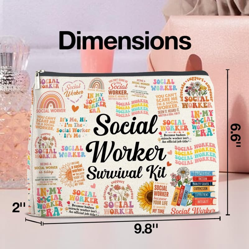 Social Worker Graduation Makeup Bag - Appreciation Gift for Women