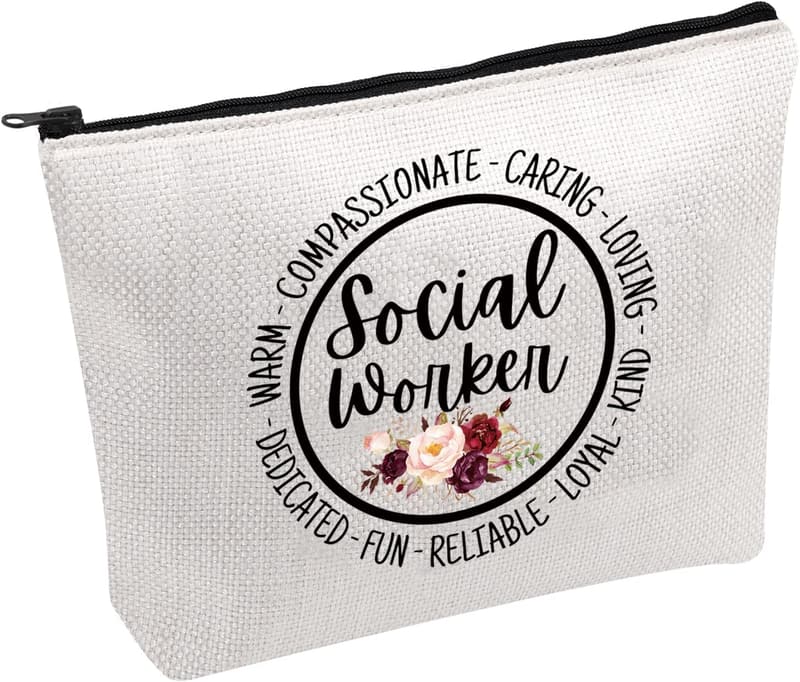 Social Worker Makeup Bag - Essential Worker Zipper Pouch