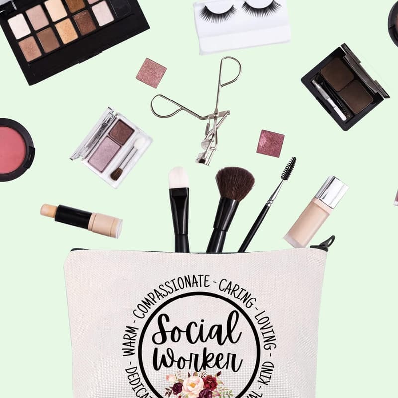 Social Worker Makeup Bag - Essential Worker Zipper Pouch