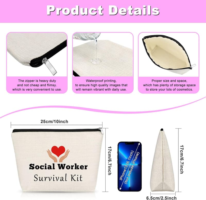 Social Worker Appreciation Makeup Bag for Women
