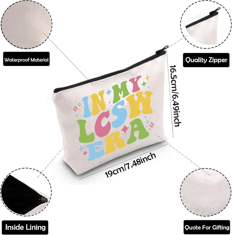 LCSW Era Cosmetic Makeup Bag for Licensed Clinical Social Workers