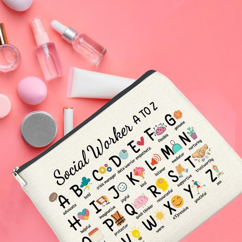 Social Worker Appreciation Makeup Bag for Women