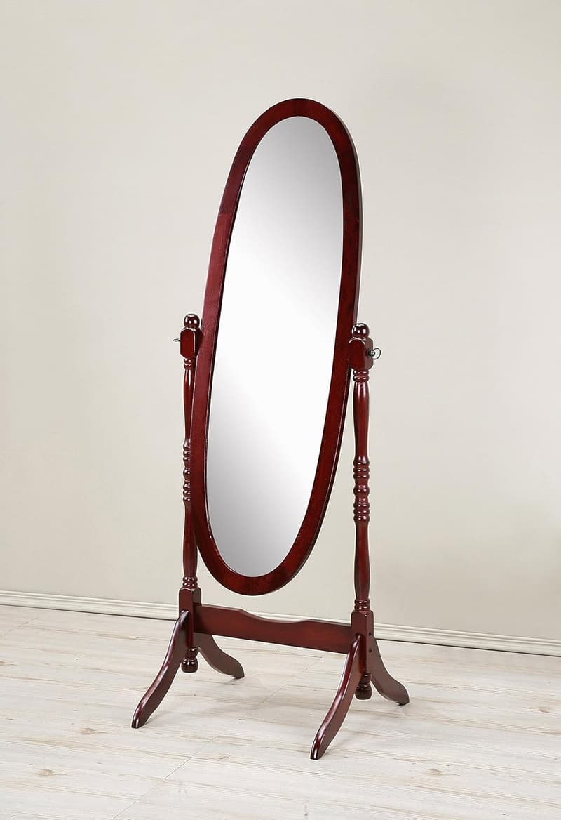 Traditional Queen Anna Wood Cheval Mirror - Cherry Finish