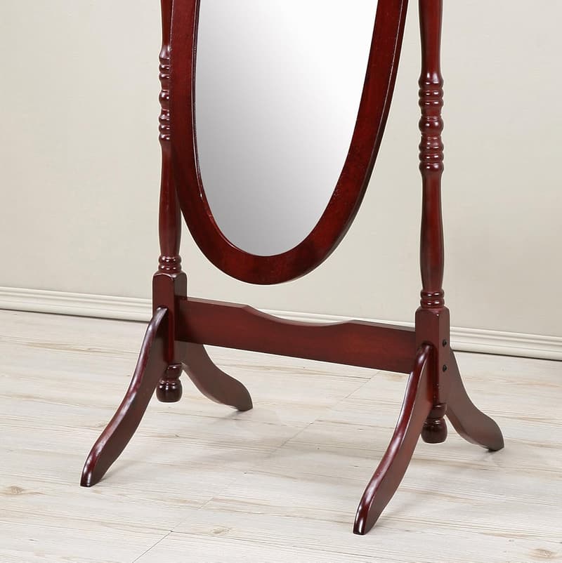 Traditional Queen Anna Wood Cheval Mirror - Cherry Finish