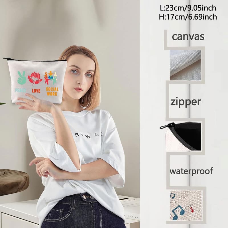 Social Work Appreciation Gift: Funny Cosmetic Zipper Pouch