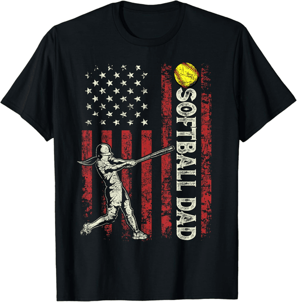 Patriotic Father's Day T-Shirt for Softball Dads