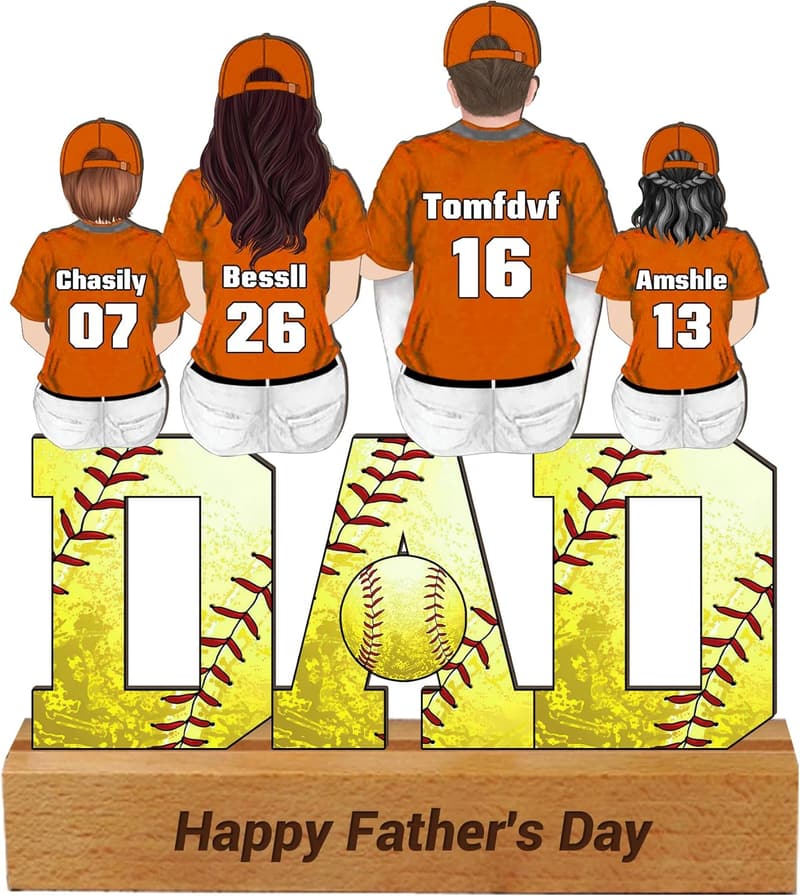 Personalized Wooden Plaque for Softball Dads - Father's Day Gift