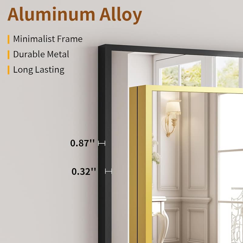 Gold Aluminum Alloy Full-Length Floor Mirror with Stand 21