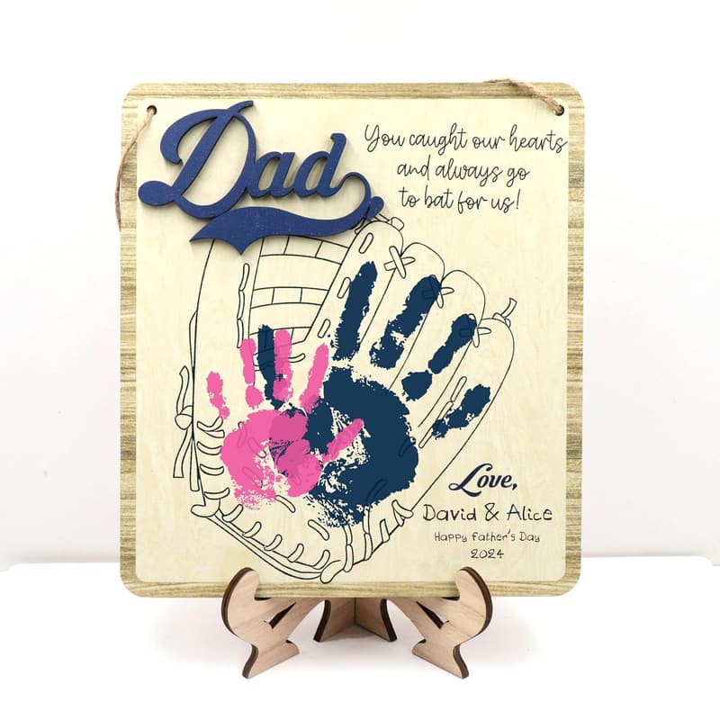 Personalized Baseball Handprint Sign for Father's Day Gift