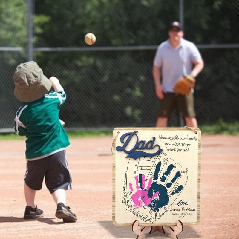 Personalized Baseball Handprint Sign for Father's Day Gift