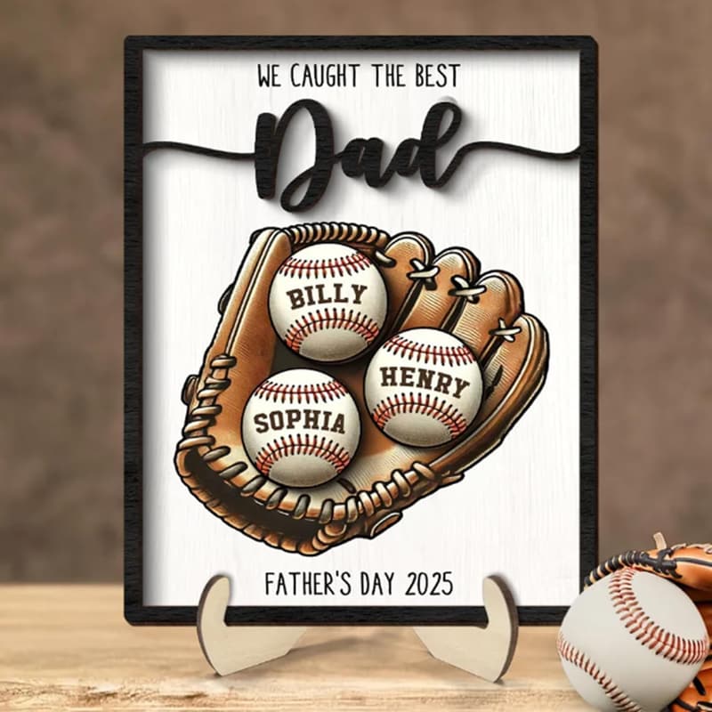 Father's Day Personalized Wooden Sign for Dad and Grandpa