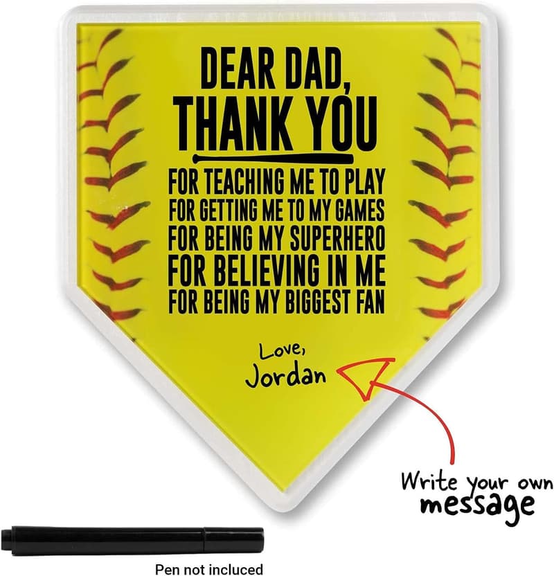 Softball Home Plate Plaque - Customizable for Dad