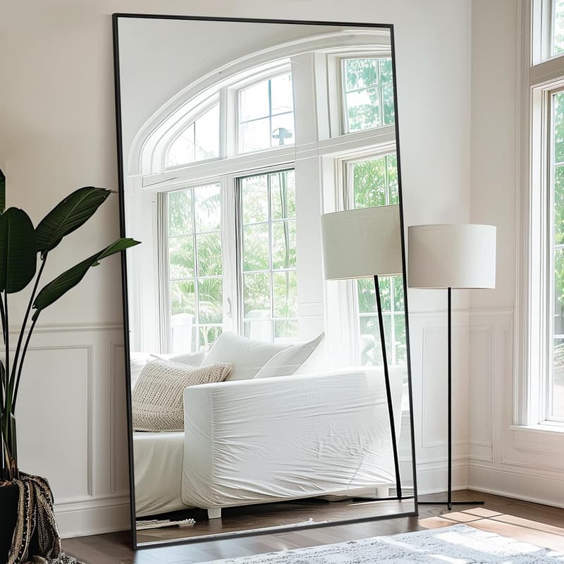 Oversized Freestanding Black Full-Length Mirror 72
