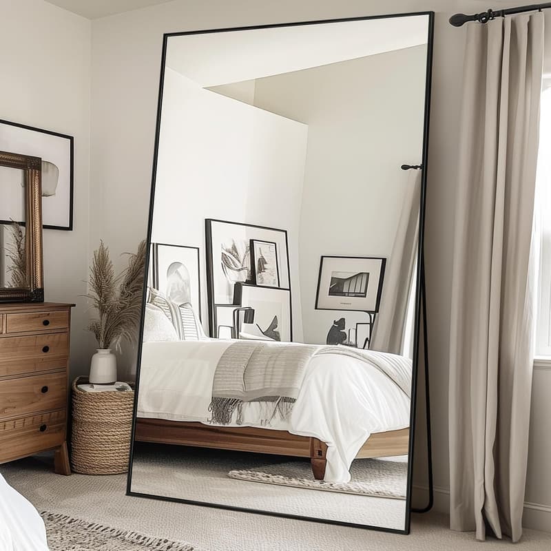 Oversized Freestanding Black Full-Length Mirror 72