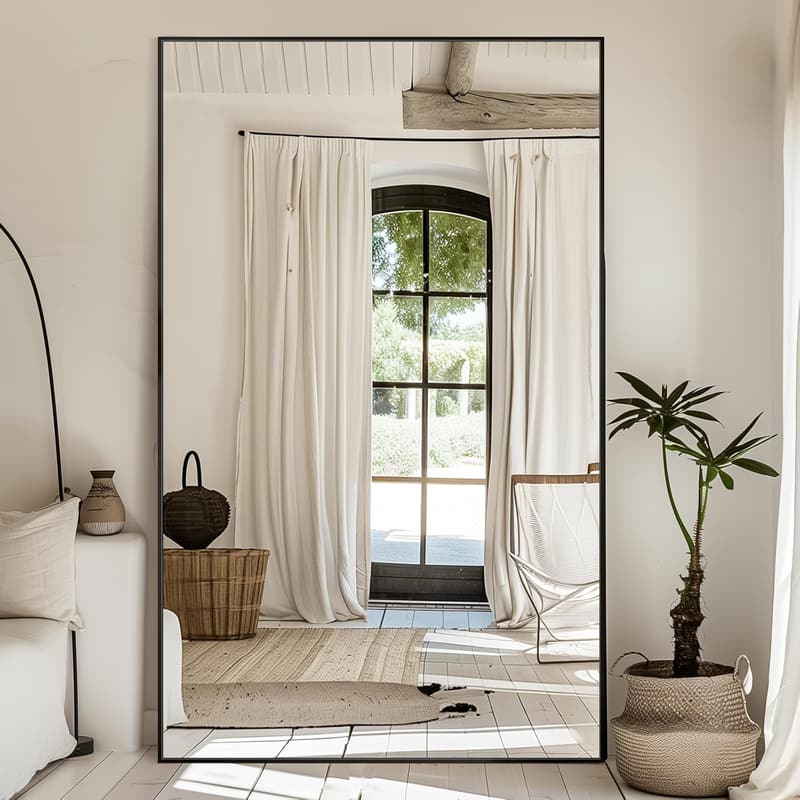Oversized Freestanding Black Full-Length Mirror 72