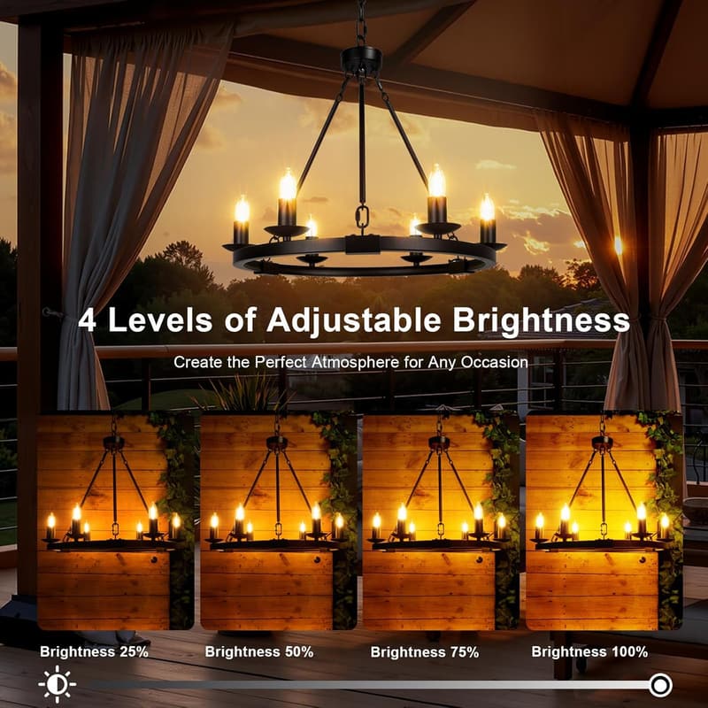 Outdoor Waterproof 6-Light Solar Chandelier for Patios and Gazebos