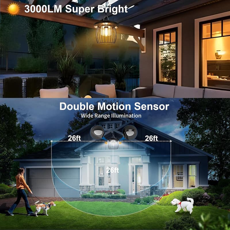 Outdoor Solar Chandelier with 2 Motion Sensors and Remote Control