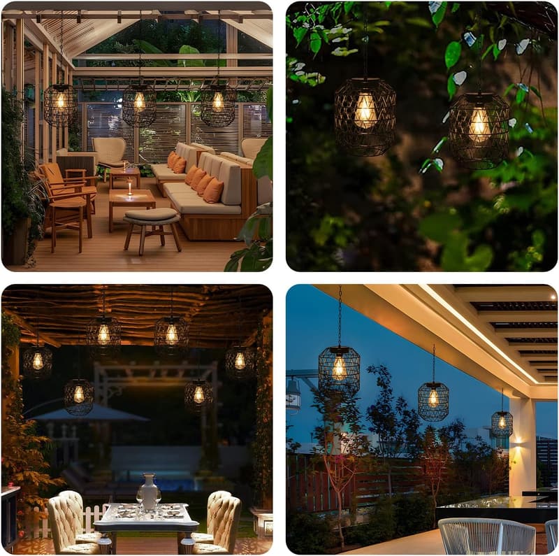 Outdoor Solar Chandelier Light - Waterproof Hanging Lantern