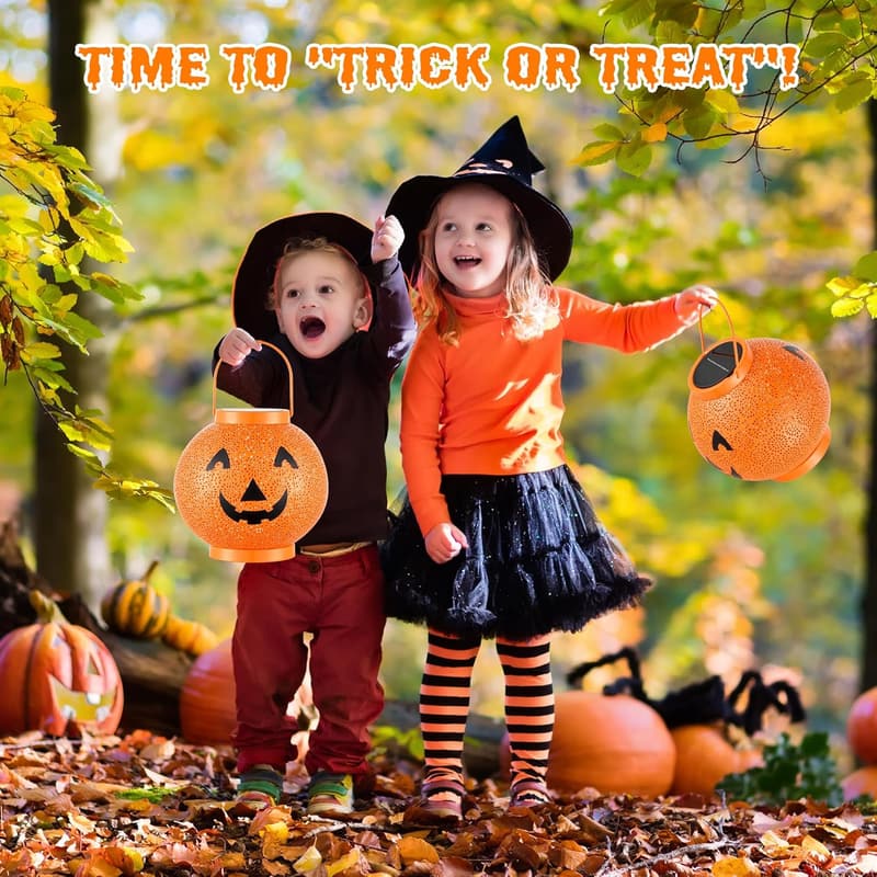 Halloween Solar-Powered Pumpkin Lantern for Outdoor Decor