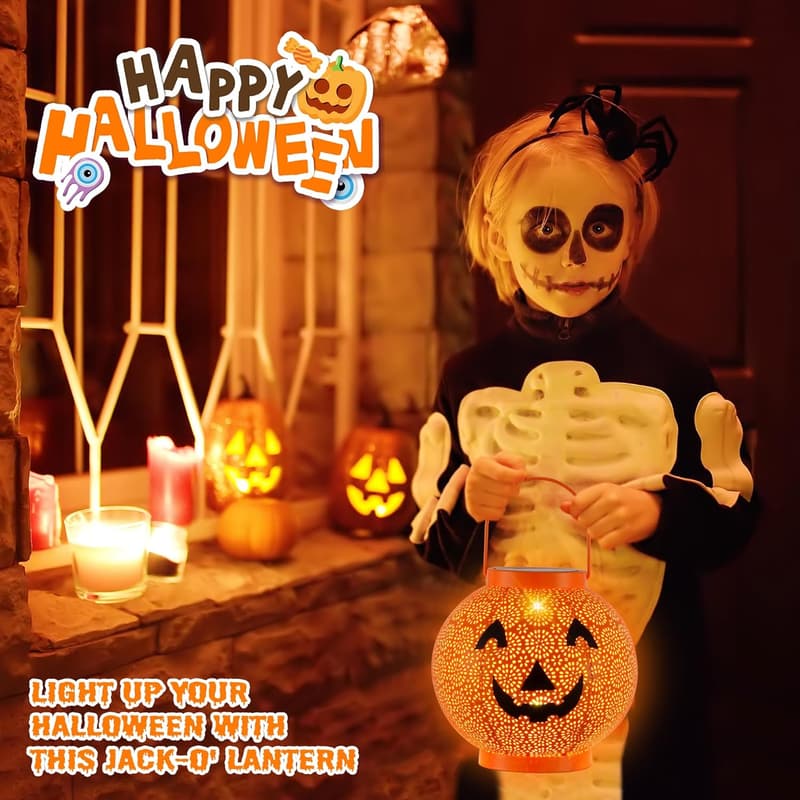 Halloween Solar-Powered Pumpkin Lantern for Outdoor Decor