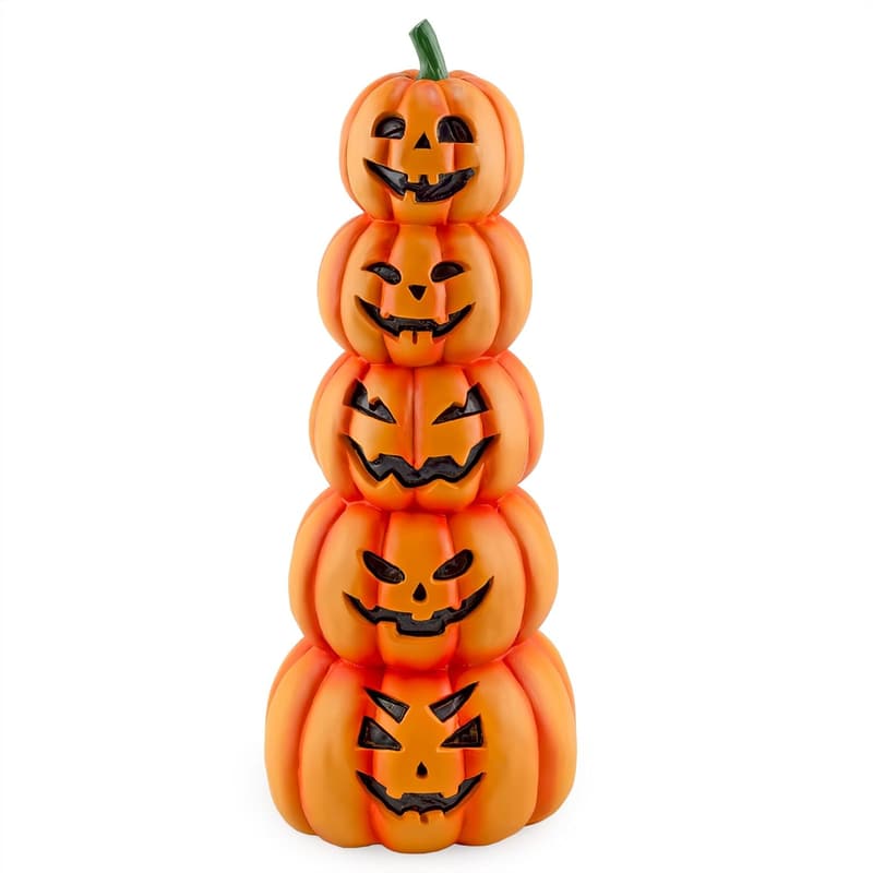 Halloween Solar Jack-O-Lantern Stack Yard Decor