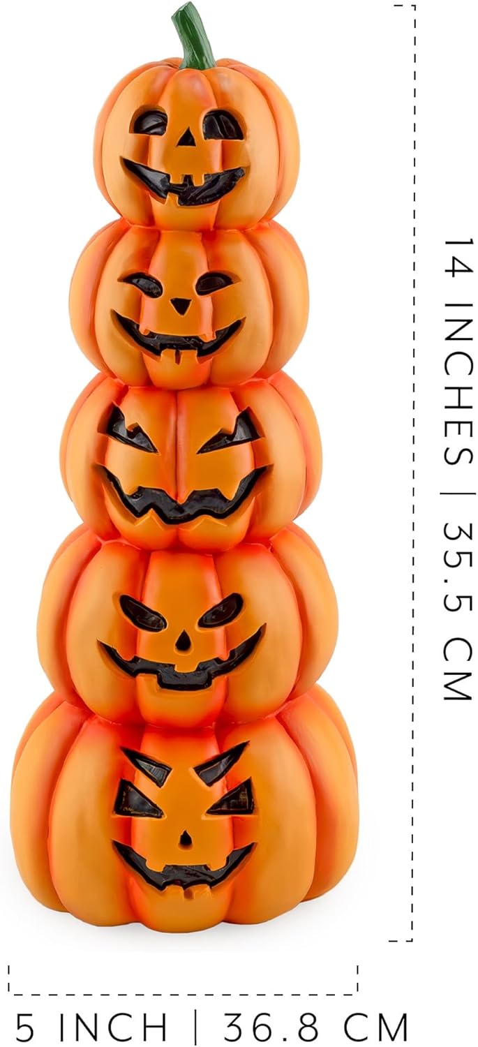 Halloween Solar Jack-O-Lantern Stack Yard Decor