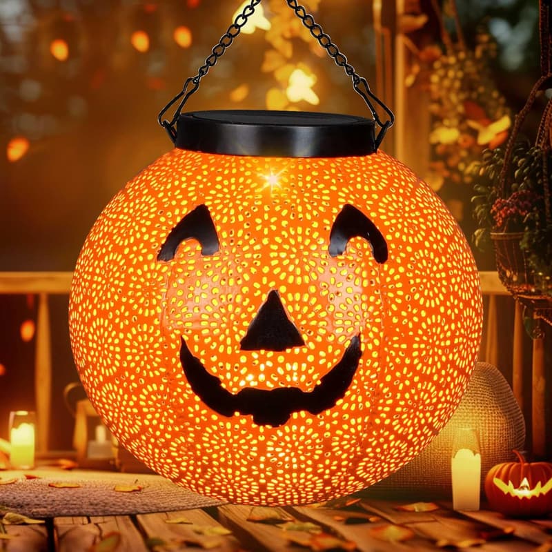 Halloween Solar LED Pumpkin Lantern for Outdoor Decoration