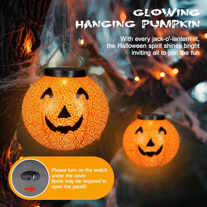 Halloween Solar LED Pumpkin Lantern for Outdoor Decoration