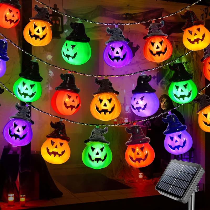 Halloween Multi-Color Solar Pumpkin String Lights