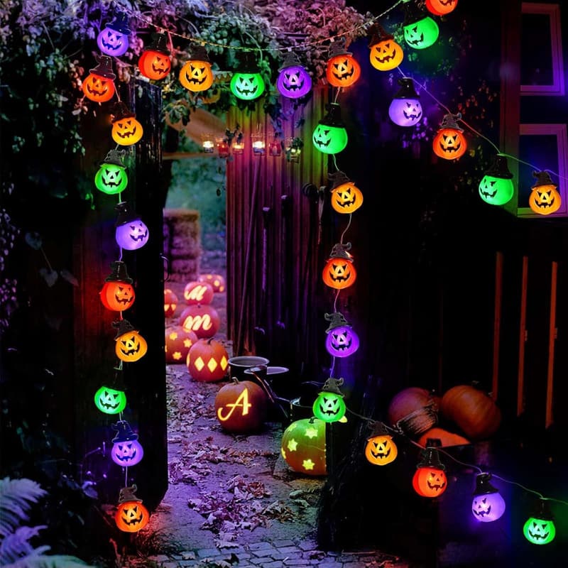 Halloween Multi-Color Solar Pumpkin String Lights