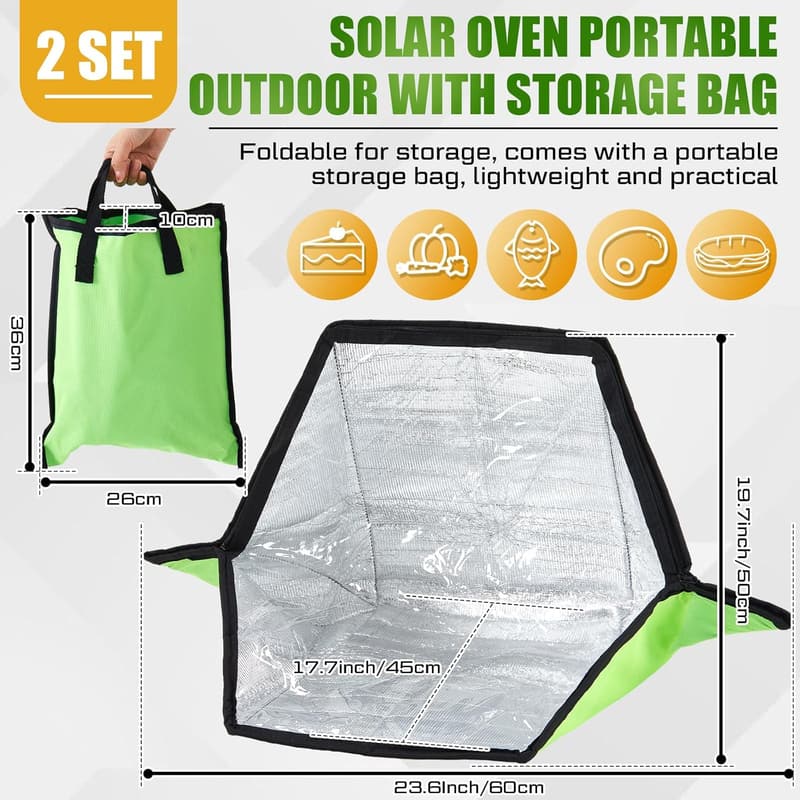 Portable Solar Cooker - 2 Pack Foldable Outdoor Stove