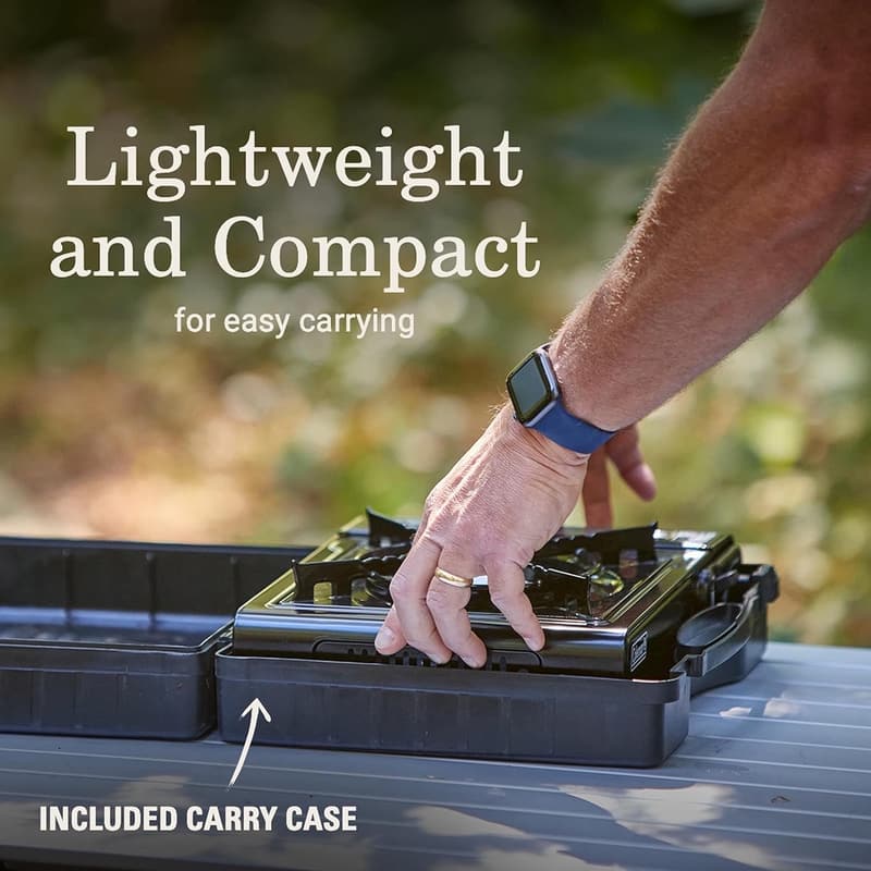 Portable 1-Burner Butane Stove with Carry Case & Temperature Control