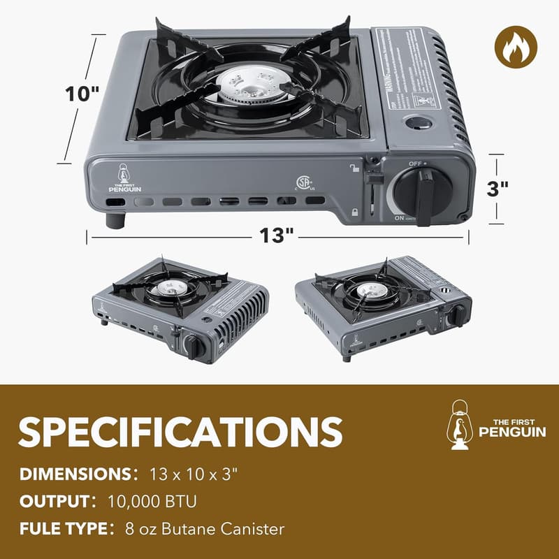 Portable Camping Stove with Carrying Case - 10,000 BTU