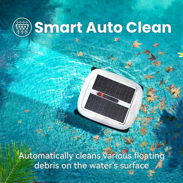 Solar-Powered Robotic Pool Skimmer Cleaner with Dual Navigation