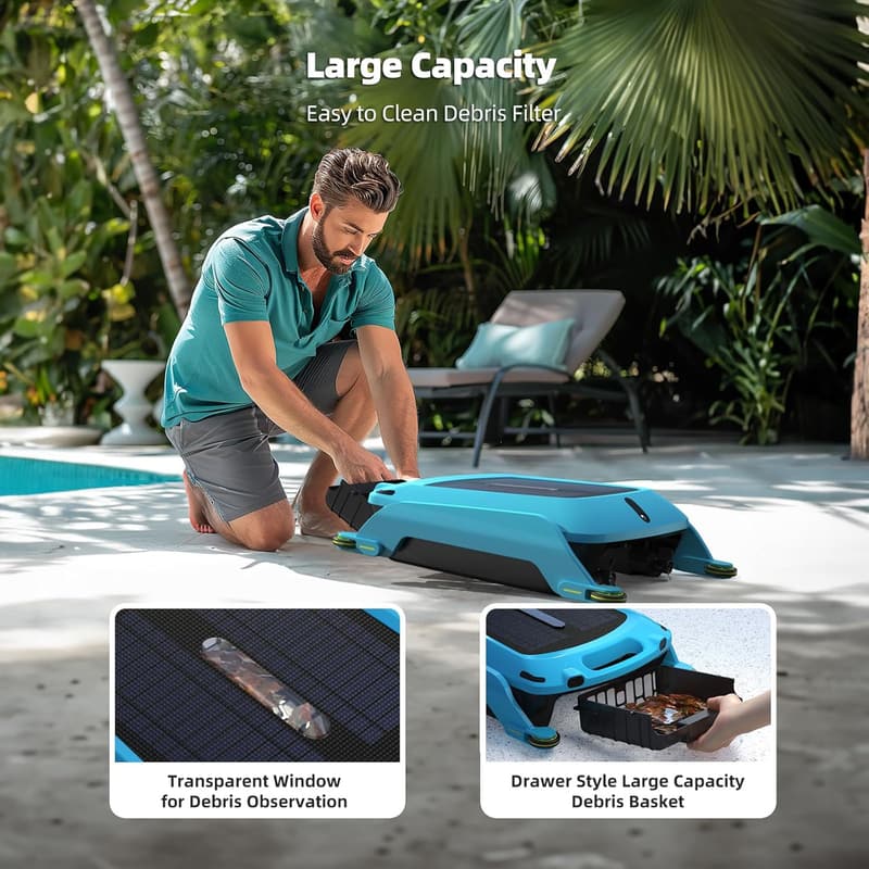 Automatic Solar-Powered Robotic Pool Skimmer Cleaner