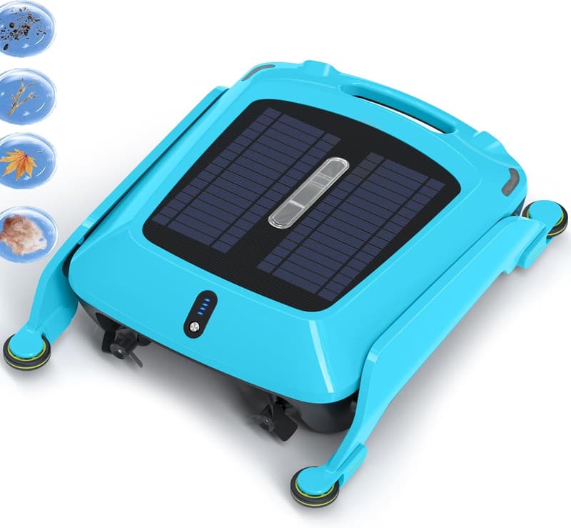Solar-Powered Robotic Pool Skimmer Cleaner with Dual Charging