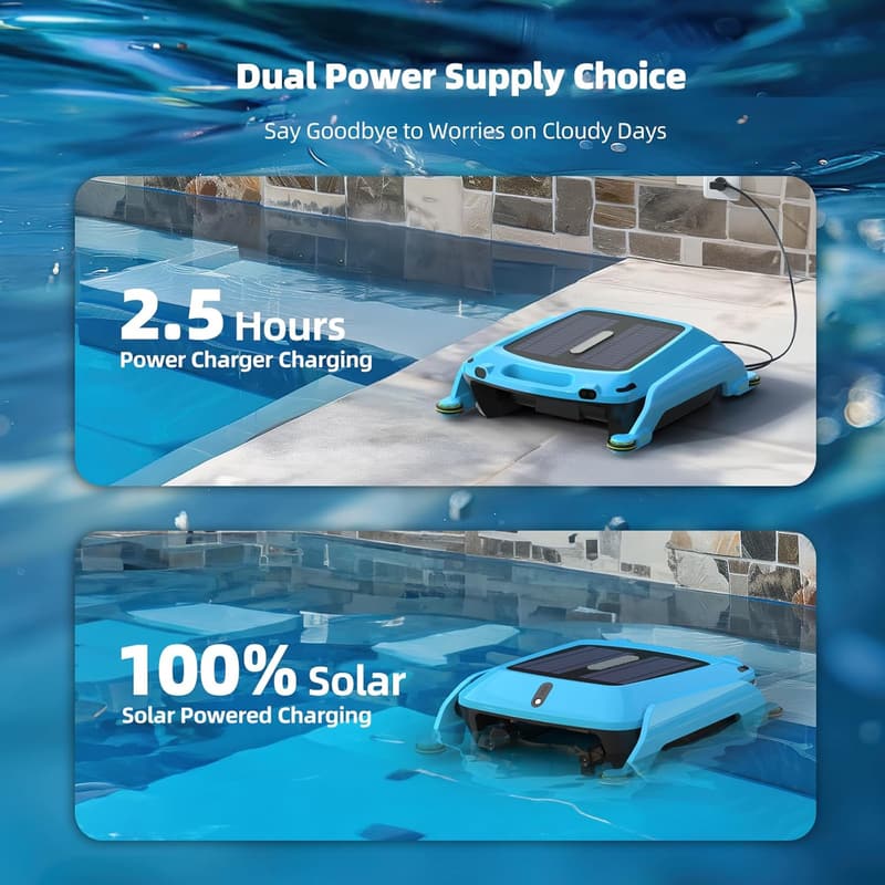 Solar-Powered Robotic Pool Skimmer Cleaner with Dual Charging