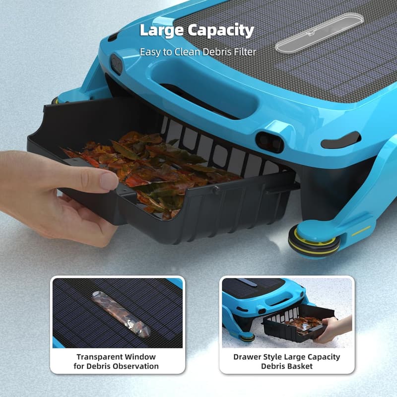 Solar-Powered Robotic Pool Skimmer Cleaner with Dual Charging