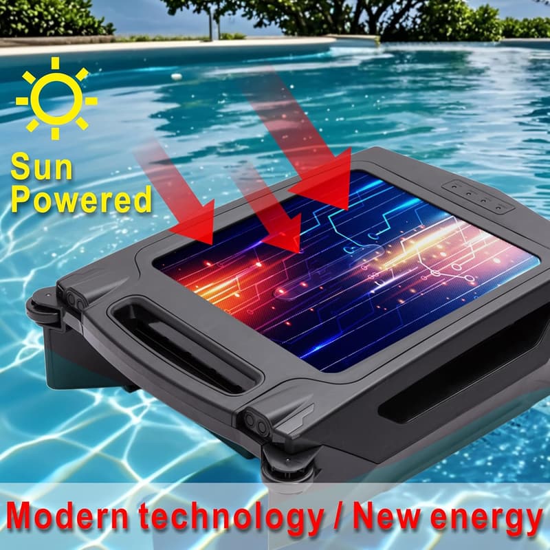 Solar Rechargeable Cordless Pool Cleaning Robot (Black)