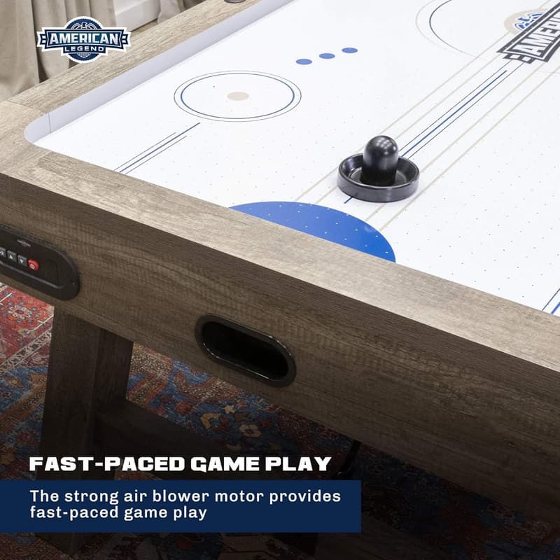 Air-Powered Hockey Table with Rustic Finish & Angled Legs