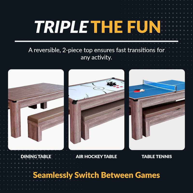 Hathaway Driftwood 7 Ft Air Hockey Table with Table Tennis Top