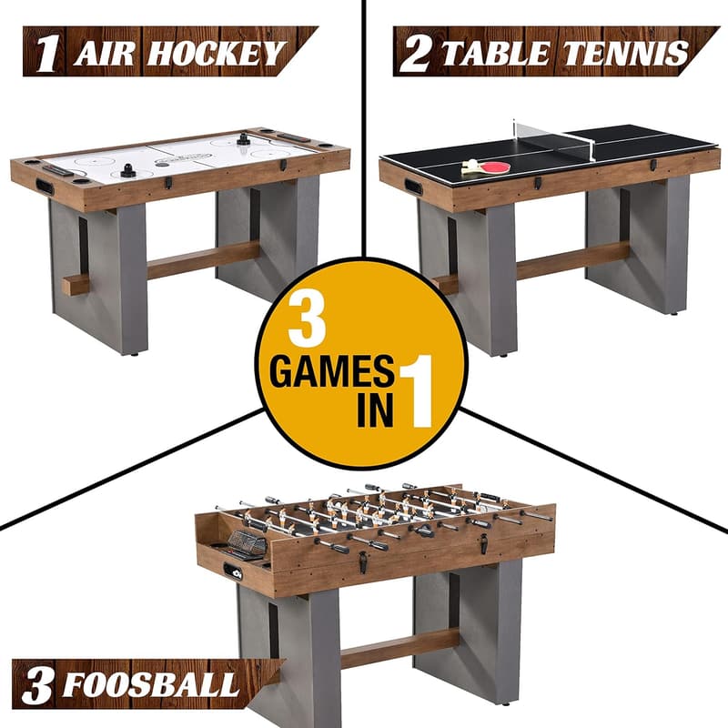 Multi-Game Table: Foosball, Table Tennis & Hockey Combo