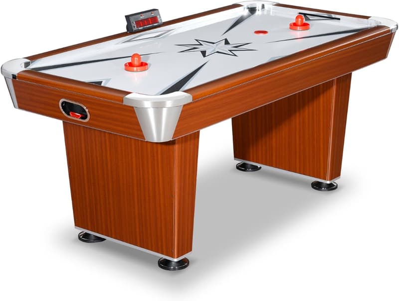 Family Air Hockey Table with Electronic Scoring and Cherry Finish