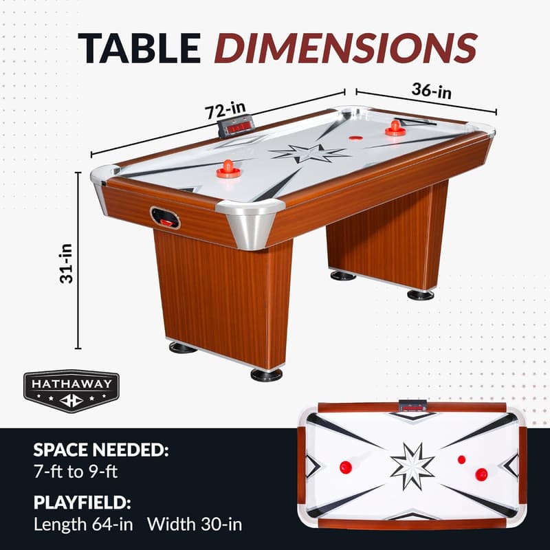Family Air Hockey Table with Electronic Scoring and Cherry Finish
